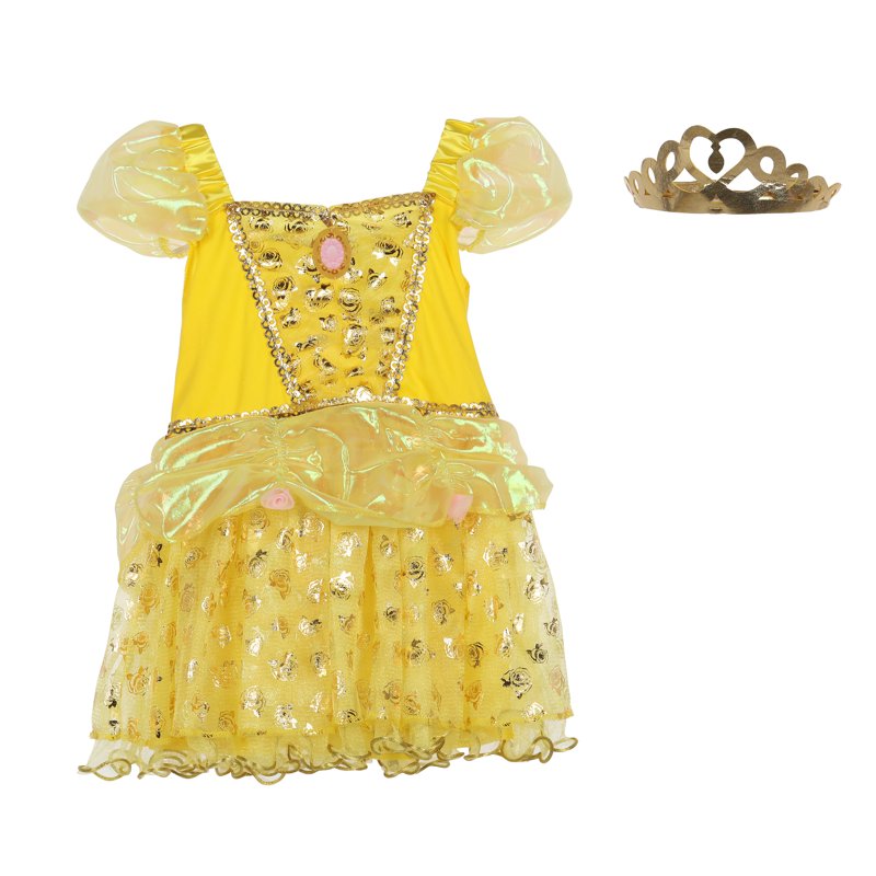 Toddler Princess Ballgown Dress - Halloween Costume for 3-4T, Gold & Shimmering