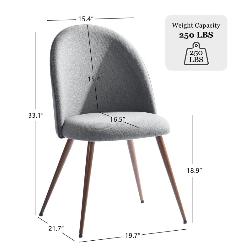 Upholstered Dining Chair Set of 2 for Small Spaces - Gray
