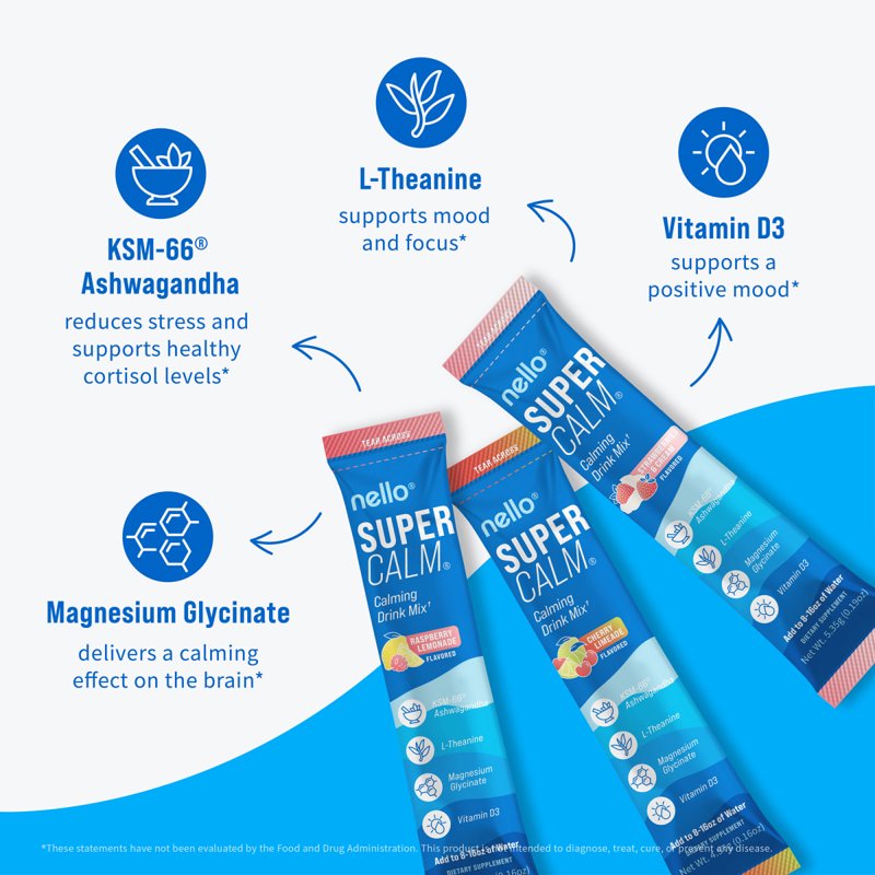 Supercalm Calming Drink Mix Variety Pack - 3 Flavors, 0.5 oz Each