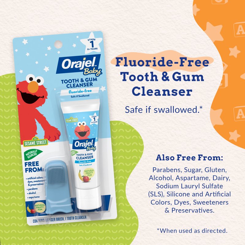 Baby Tooth and Gum Cleanser with Finger Brush - Fluoride-Free 1oz