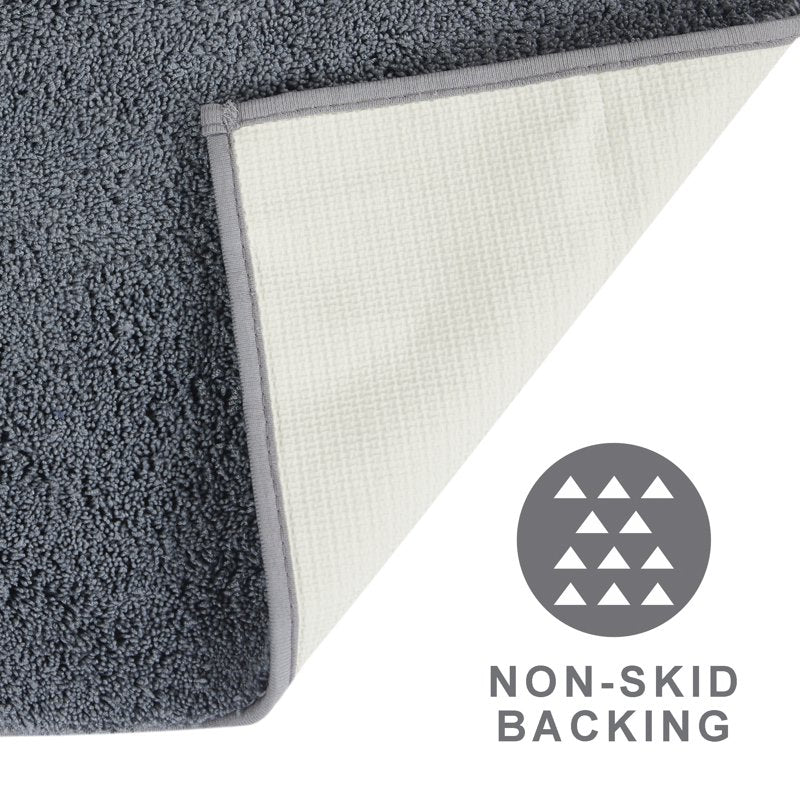 Mainstays Recycled Polyester Bath Rug - Grey, 20 x 34 Inches - Non-Slip, Machine Washable