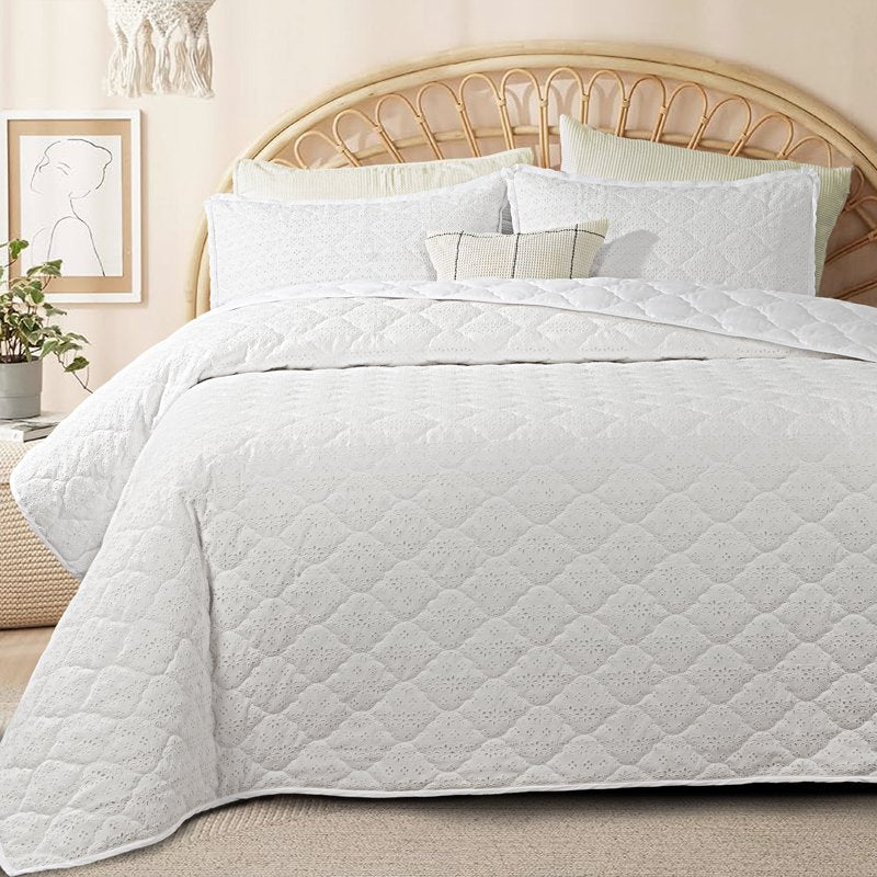 The Pioneer Woman Claire Lace Eyelet Quilt King Bleached Linen - Heirloom-Inspired Bedspread