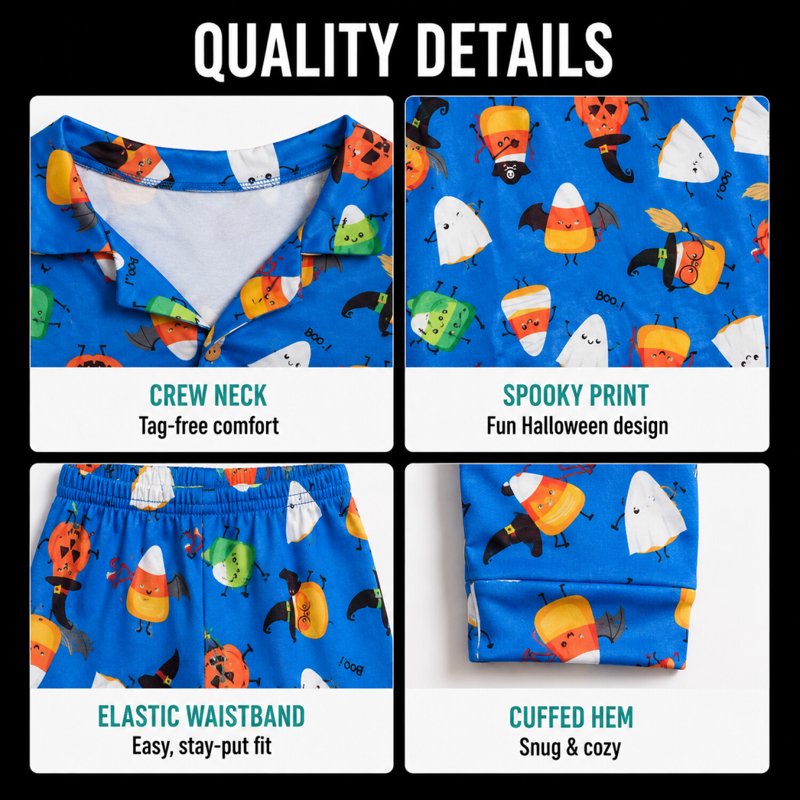 Halloween Boys Pajama Set 4T - Glow-in-the-Dark Mummies Bats Skeletons Pumpkin