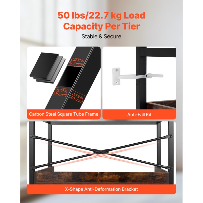 Industrial 6-Tier Bookshelf - Vintage Ladder Shelf, Rustic Brown
