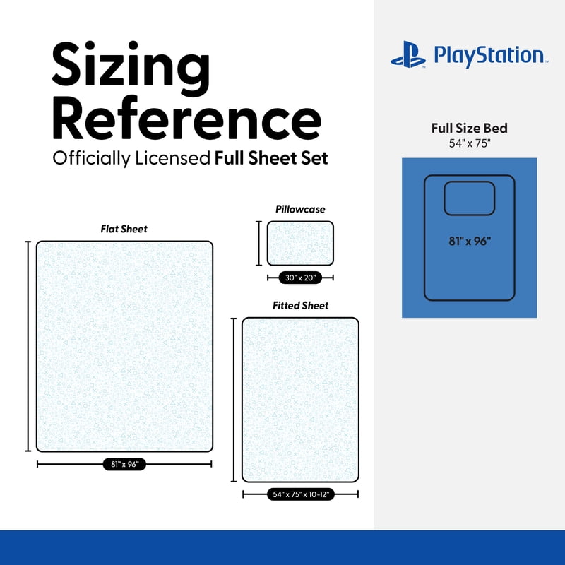PlayStation Pearlescent Drift Kids Full Sheet Set with Pillowcases & Fitted Sheet