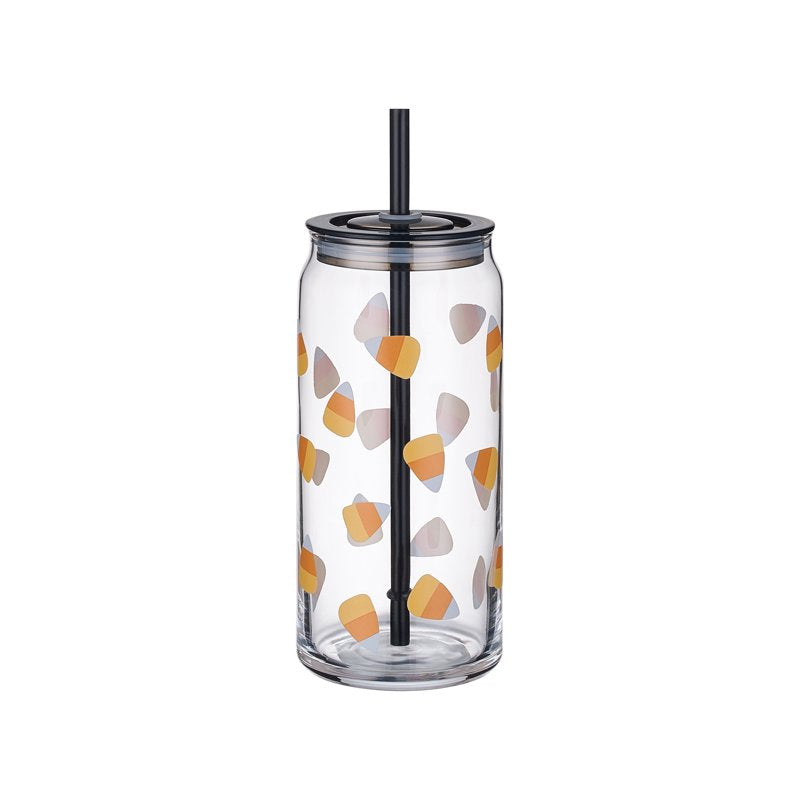 Candy Corn Glass Can Sipper - 20 oz, 2-Pack