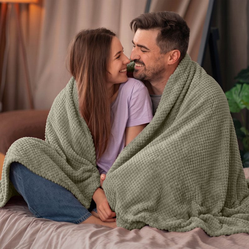 Twin Plush Texture Blanket - Ultra Soft All-Season Throw - Sage - Vellux