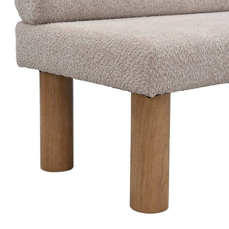 Modern Boucle Upholstered Dining Bench - Light Gray