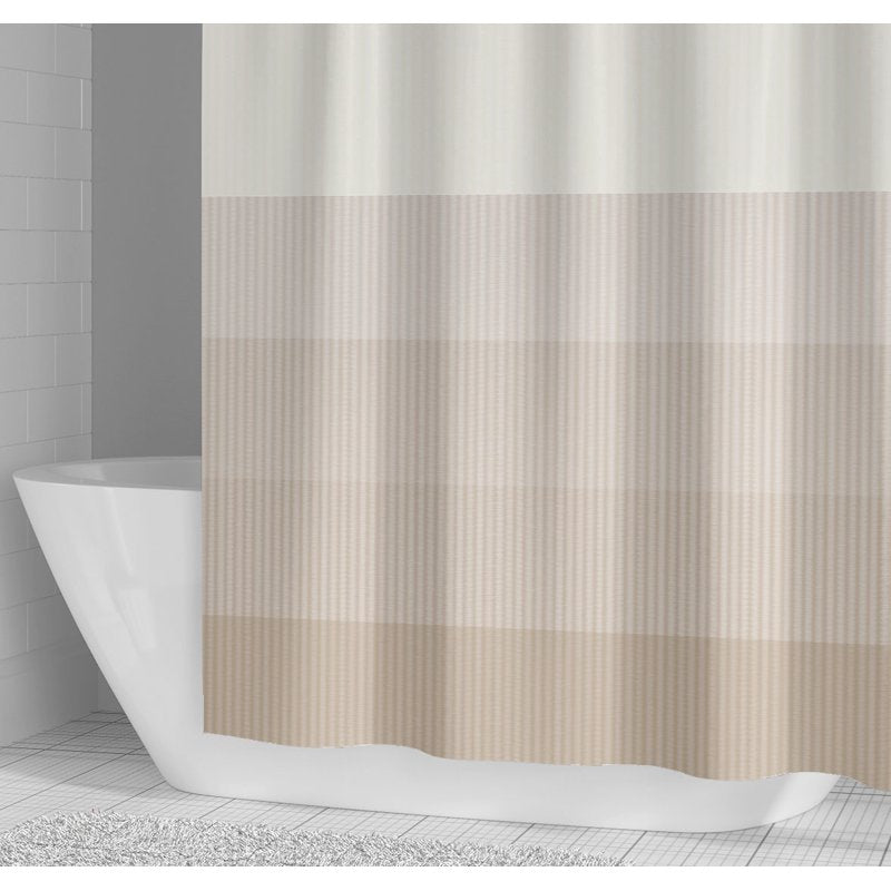 Ombre Striped Shower Curtain - White, Beige & Multicolor, 72 x 72 in