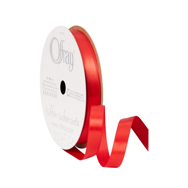 (3 Pack) Offray Red Polyester Ribbon 3.25 x 0.37 Inches - Craft & Decor Trim