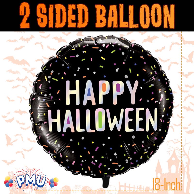 PMU Halloween "Happy Halloween" Sprinkle 18in Mylar-Foil Balloon (25/pkg) Pkg/1