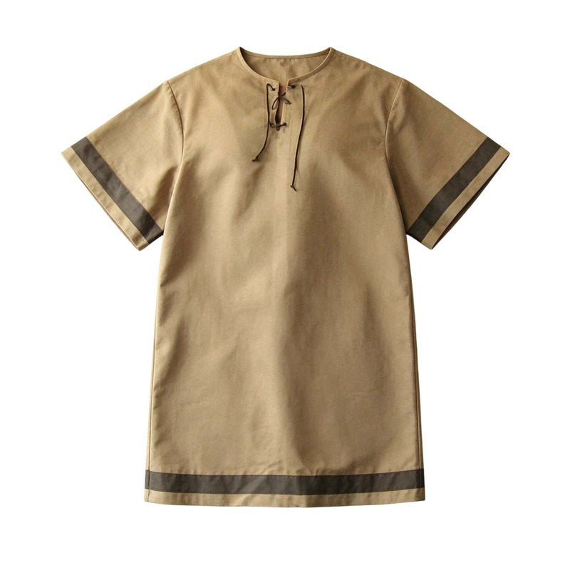 Men's Medieval Viking Surcoat Costume - Khaki L - Short Sleeve Halloween Cosplay