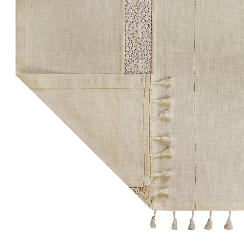 Corinne Crochet Shower Curtain - Ivory, 100% Cotton, 72x72 Inches, Transitional Style
