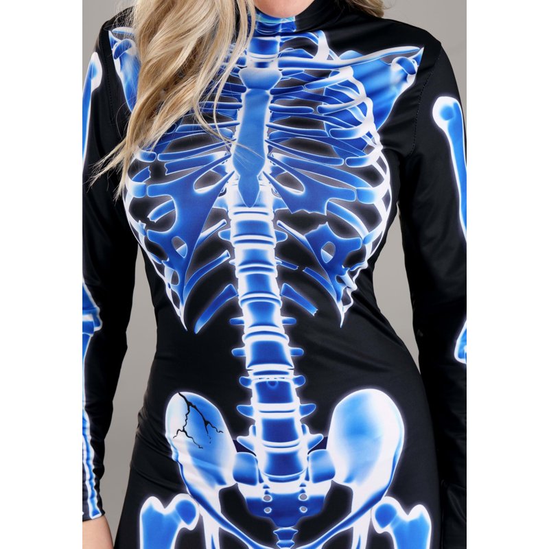 Women's X-Ray Skeleton Jumpsuit Costume S - Spooky Skeleton Fancy Dress