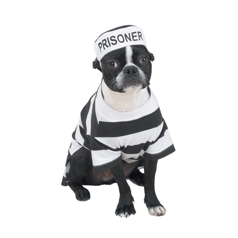 Pet Prisoner Costume for Dogs Small - Black and White Striped Dog Outfit, Trick-or-Treat & Halloween Costume