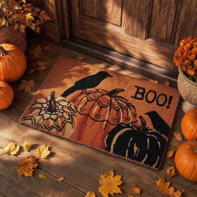 Halloween Ghost Doormat - Cute Spooky Microfiber Welcome Mat for Front Door - Variation A