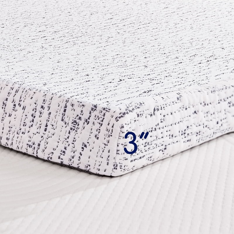 California King Gel-Infused Memory Foam Mattress Topper with Cooling Cover - 3 Inch