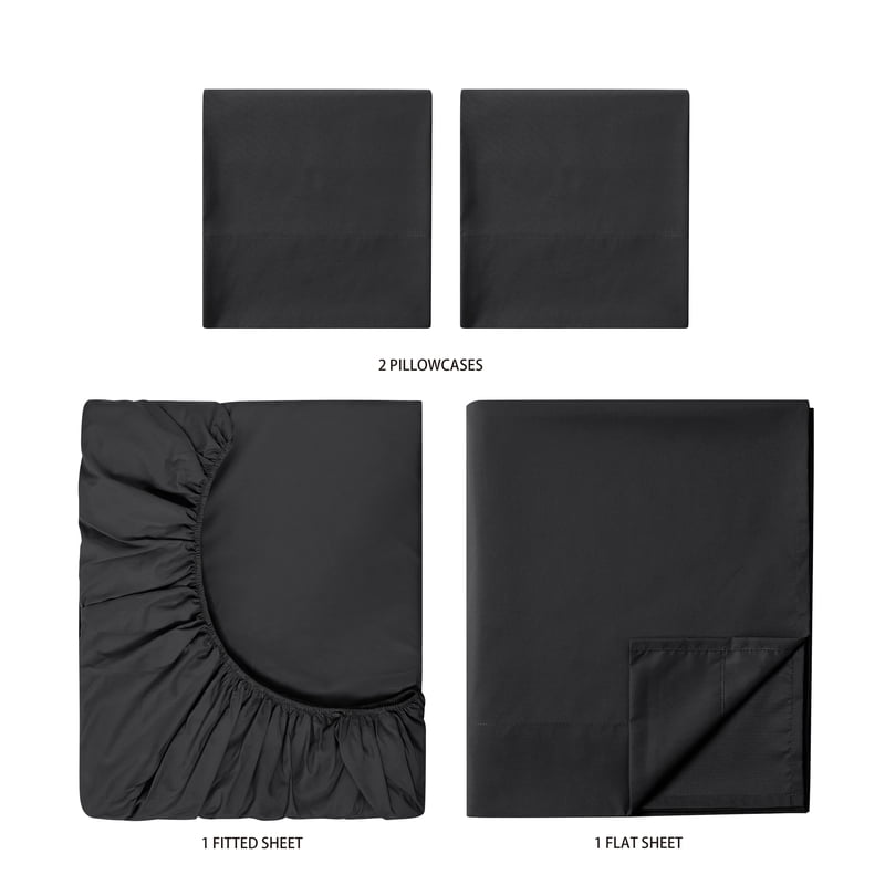 Mainstays Comfort Chill King Microfiber Bed Sheet Set - Rich Black, 4 Piece