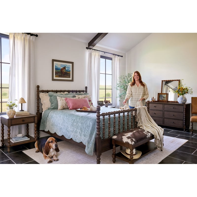 Velvet Quilt King - Floral Pattern, Reversible, Hawaiian Blue, The Pioneer Woman Eloise