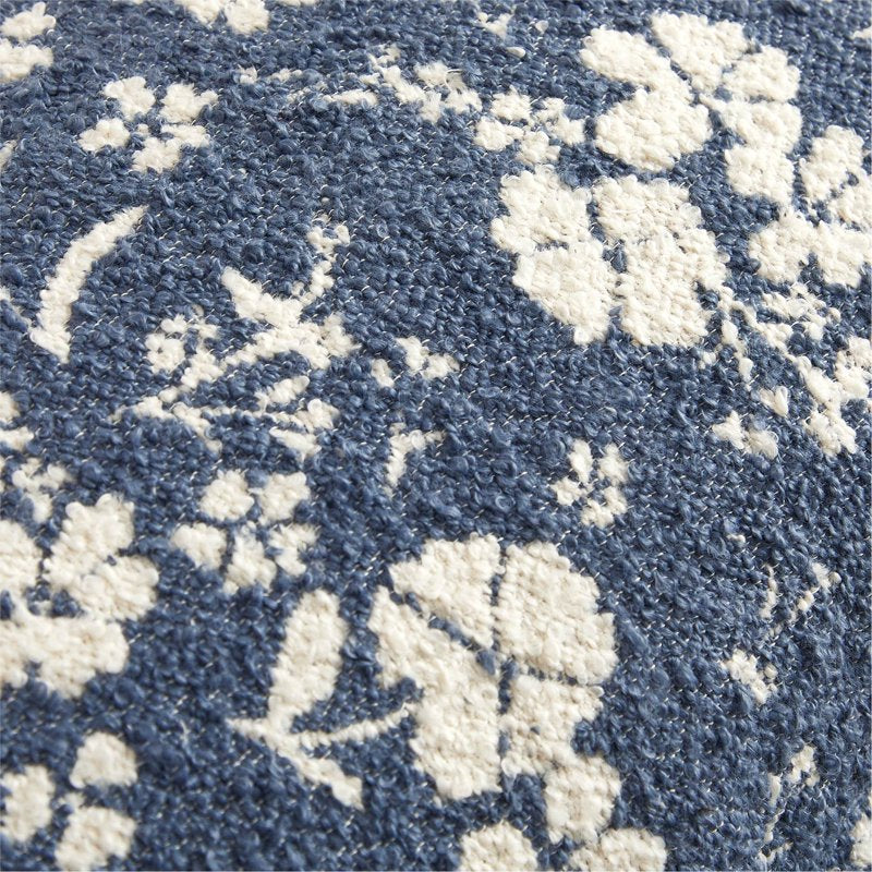 Blue Daisy Bouclé Lumbar Decorative Pillow - 14 x 24 Inches, The Pioneer Woman