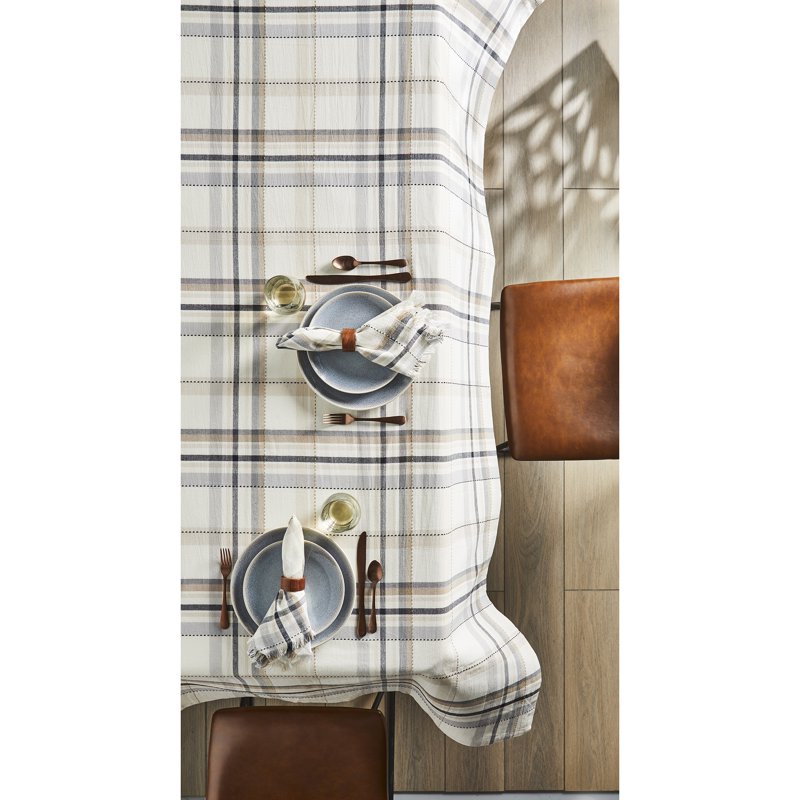 60" x 84" Plaid Tablecloth - 100% Cotton - Multi Color