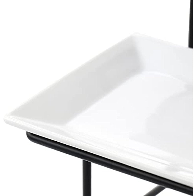 3 Tier Rectangular Porcelain Serveware Set - White/Black
