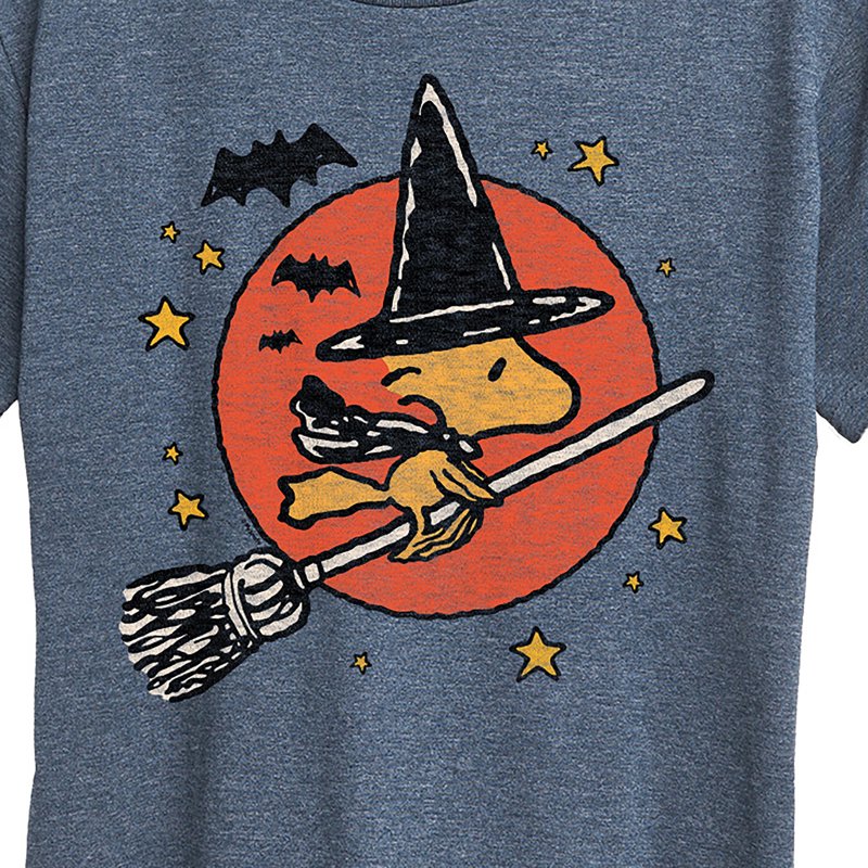 Peanuts Woodstock Witch Women's Short Sleeve T-Shirt Heather Blue 2X