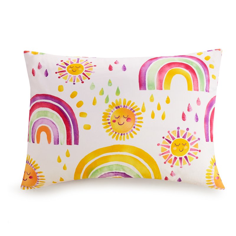 Pink Kids Comforter Set with Rainbows & Sun - Twin XL, 2-Piece
