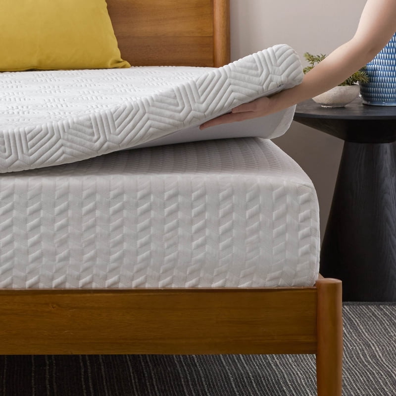 Lucid 3 Inch Charcoal Gel Memory Foam Mattress Topper Queen - Plush & Cooling