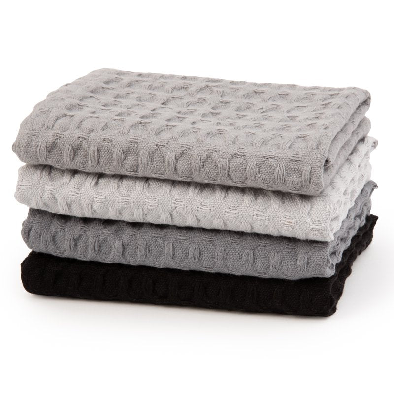 Cotton Waffle Dishcloth Set - 4-Pack, Gray, 12x12 in