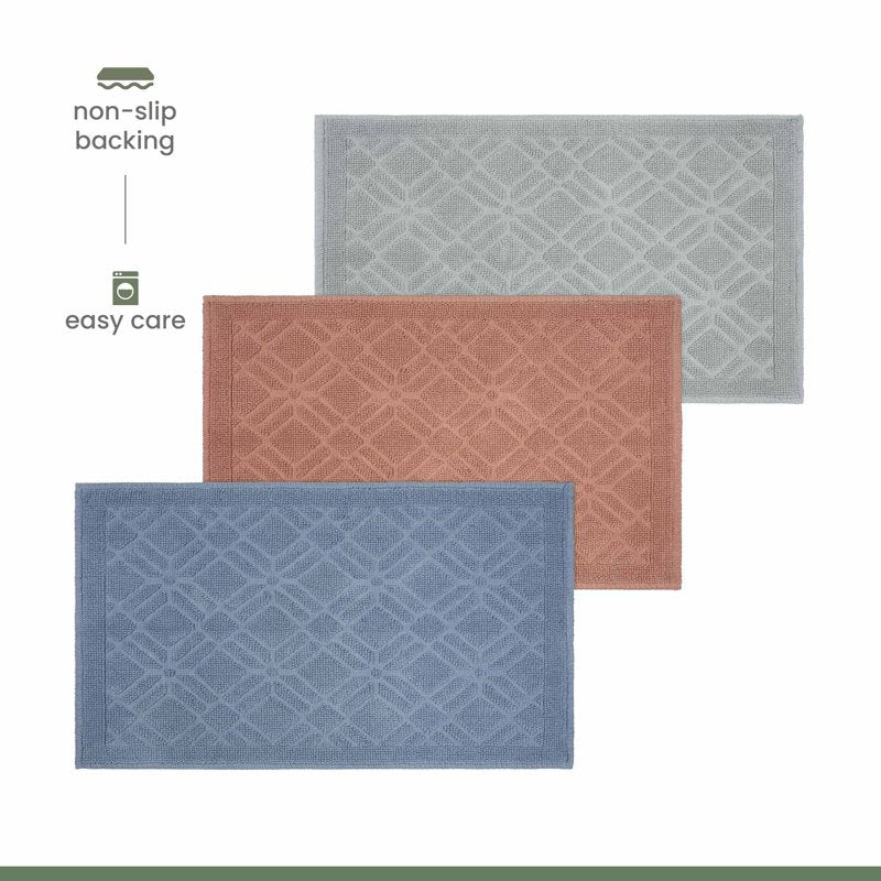 Martex Restore Geometric Cotton Bath Rug 20x32 Inches - Grey Variation