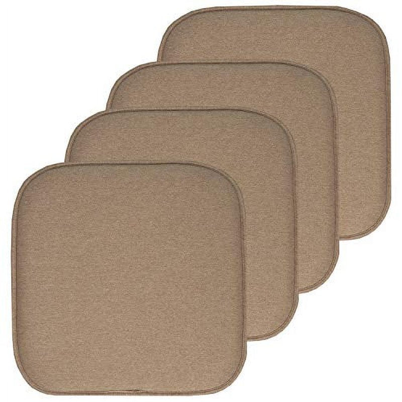 Memory Foam Chair Pads 4-Pack - Charlotte Jacquard Cover, Taupe