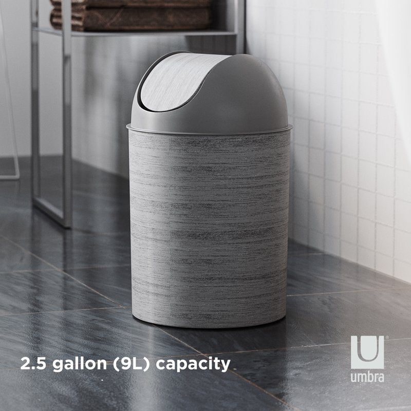 Mezzo 2.5 Gallon Swing Top Trash Can - Graywood Finish