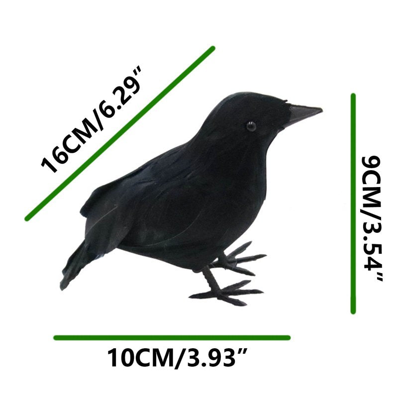 Halloween Black Crow Decorations Fake Feather Birds for Indoor Outdoor Party Props - Ornament