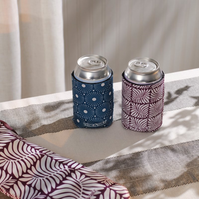 Purple Palm Print Can Sleeve - Thyme & Table