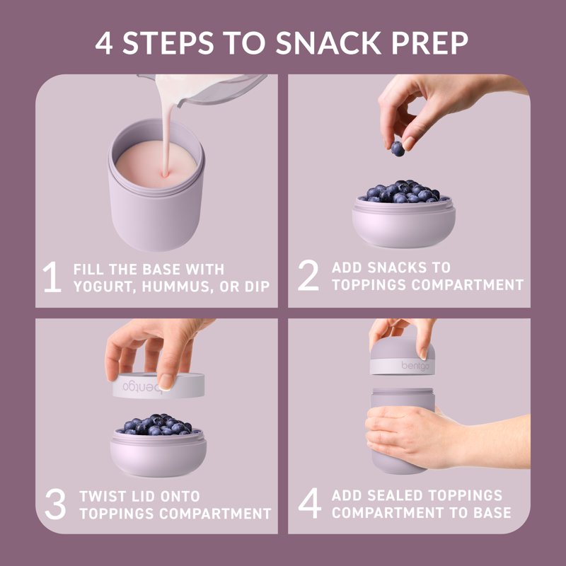 Reusable Snack Cup - Leak-Proof Container with Toppings Compartment - Orchid