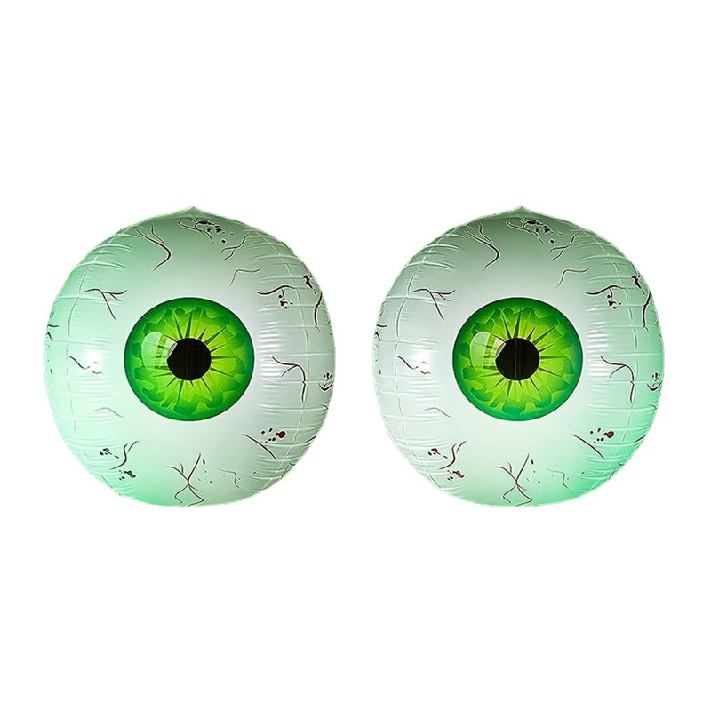 FEOLGEHLY Green Inflatable Eyeball Halloween Decorations - 2PCS Bloodshot Horror Balloons for Yard Party