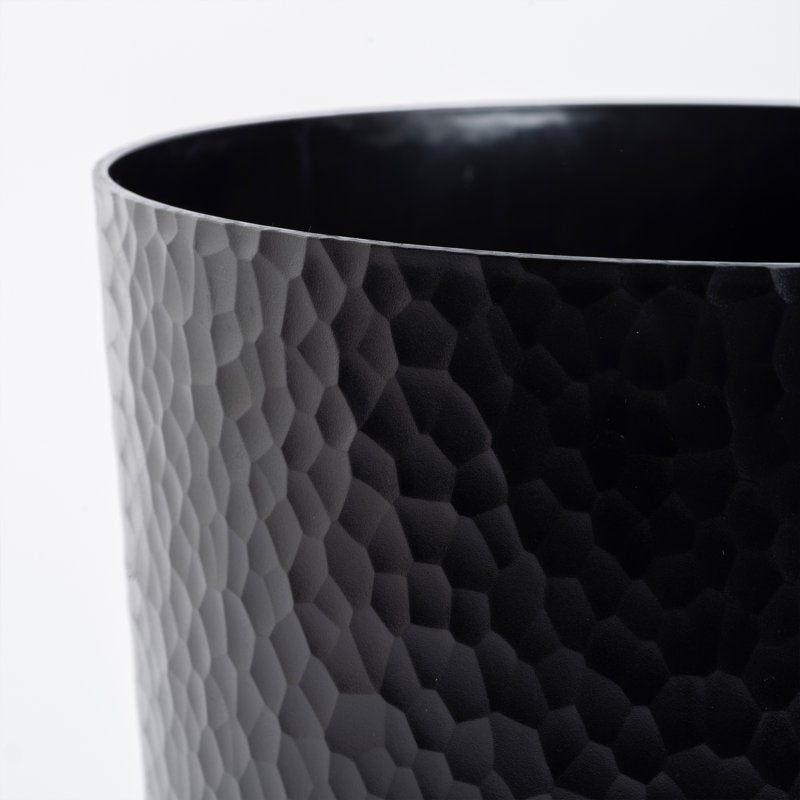 10 Liter Hammered Textured Plastic Bathroom Wastebasket - Black