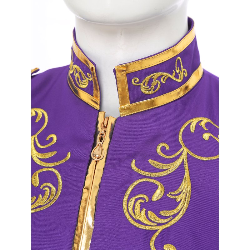 Men's Medieval Royal Palace Prince Costume Victorian Coat Purple L - Embroidered Renaissance Clothing