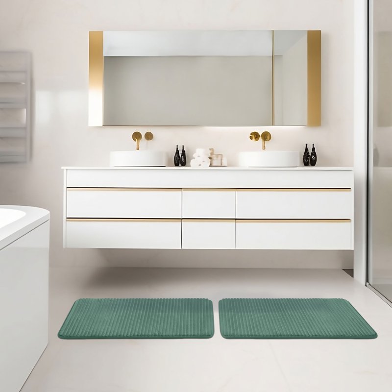 Mainstays 2-Piece Green Foam Bath Rug Set - 20 x 32 Inches, Soft & Quick-Dry