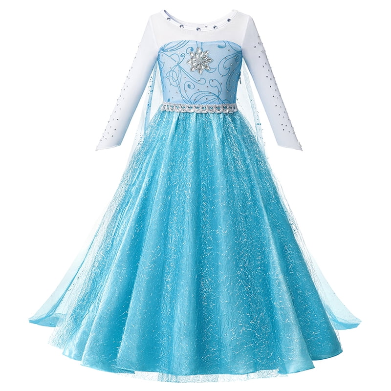Girls Princess Costume Dress with Accessories Bling Crystal Bodice Snow Queen Cosplay 2T-12T Variation of Dress + Accessories
