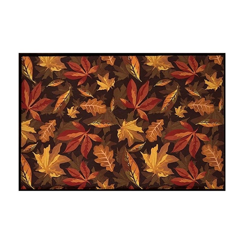 Halloween Thanksgiving Doormat 18x30 Inch Non-Slip Fall Decor Rug with Pumpkin & Maple Leaves Print