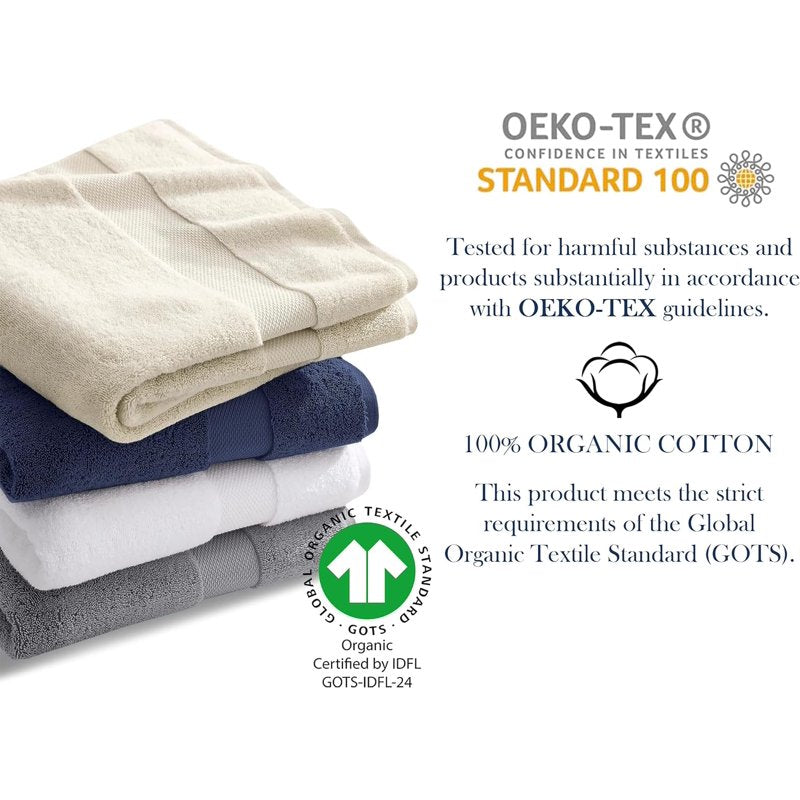 Delara Organic Cotton Washcloths 6-Pack - Dark Gray, 13x13 Inch, 650 GSM Plush Soft Face Towels