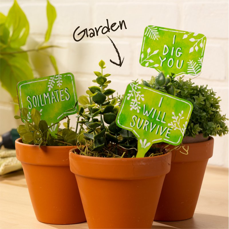 (3 Pack) Plaid Wood Plant Stakes - Customizable Garden Decor, 12 Pieces