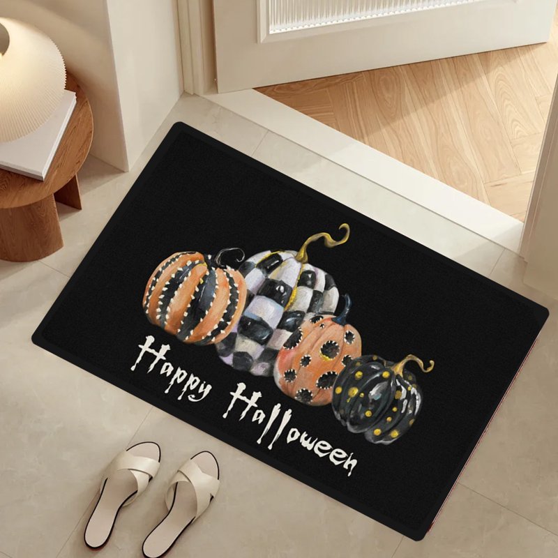 Pidgey Halloween Doormat 23x15 Inch Cat with Pumpkin Outdoor Rug - Variation C