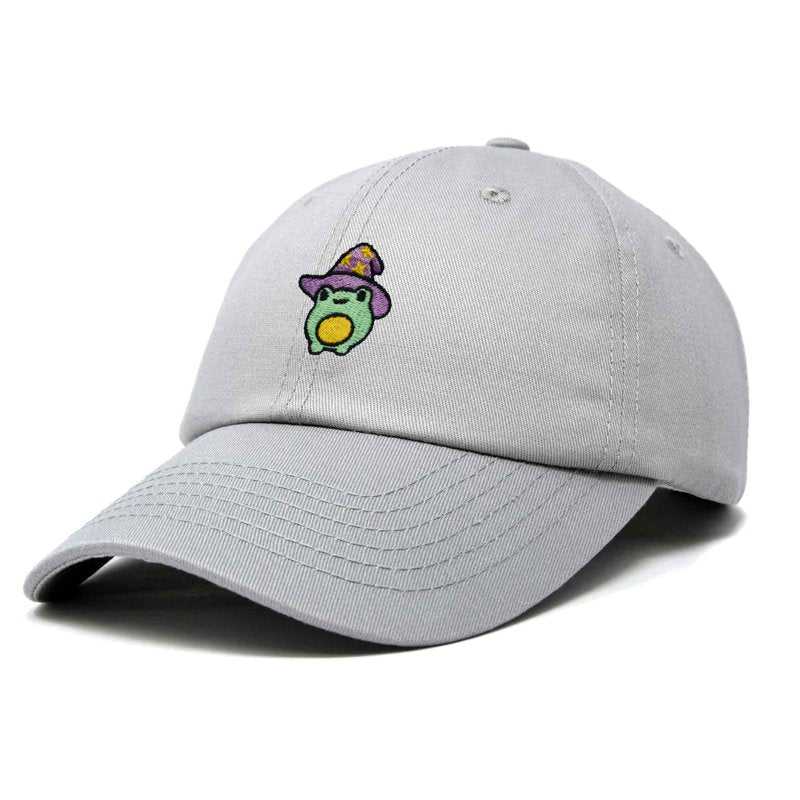 Whimsical Sorcerer Frog Embroidered Cotton Baseball Cap - Unisex Dad Hat