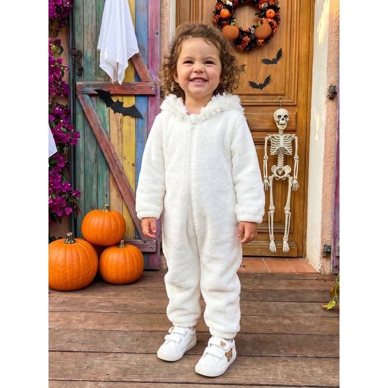 Toddler Baby Girl Boy Halloween Chick Costume Cosplay Jumpsuit - White, 12-18 Months