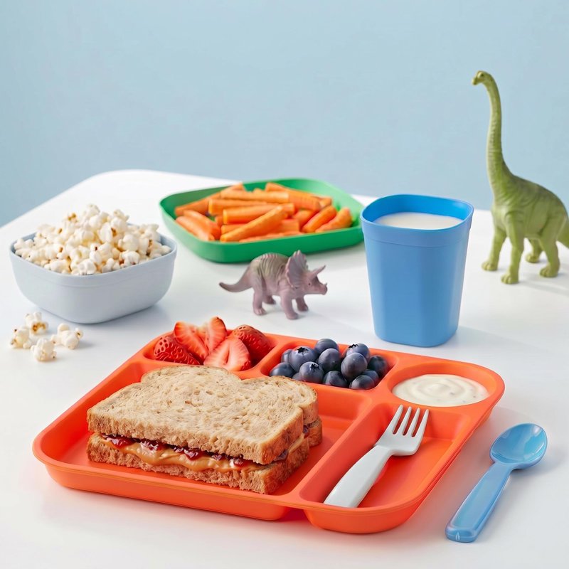 Kids 24-Piece Plastic Dinnerware Set - Multicolor, Blue