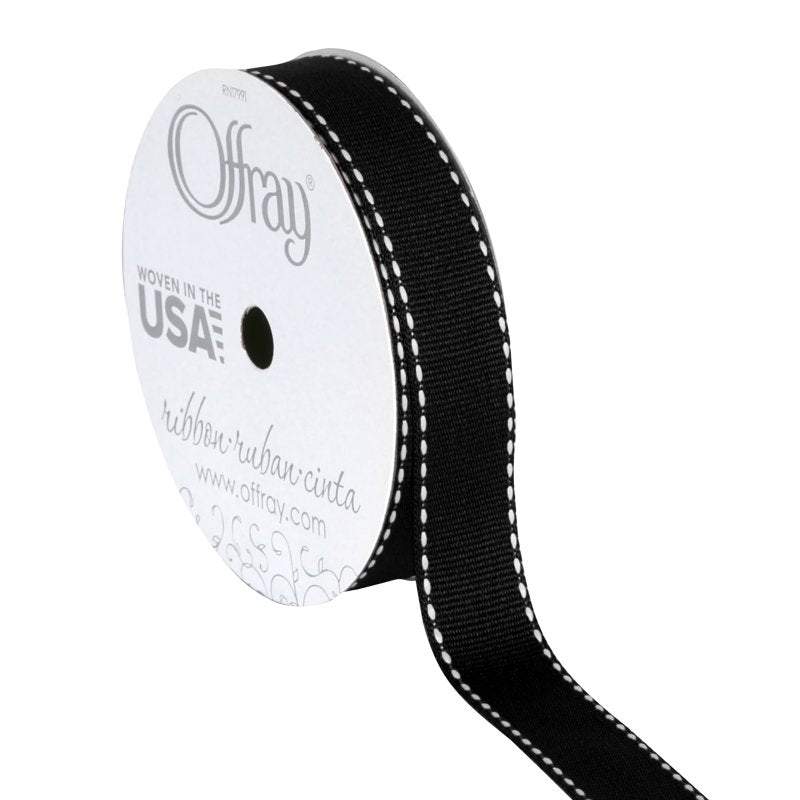 (3 Pack) Offray Black and White Grosgrain Ribbon 5/8 Inch x 9 Feet - Craft & Gift Wrap Supplies