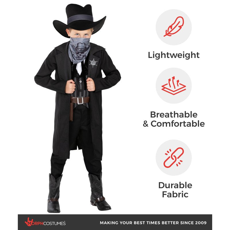 Western Sheriff Costume Boys Halloween Costume - Small, Black, S